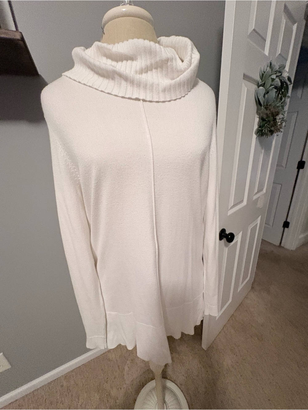 Tribal Cream Cowl Neck Tunic Sweater